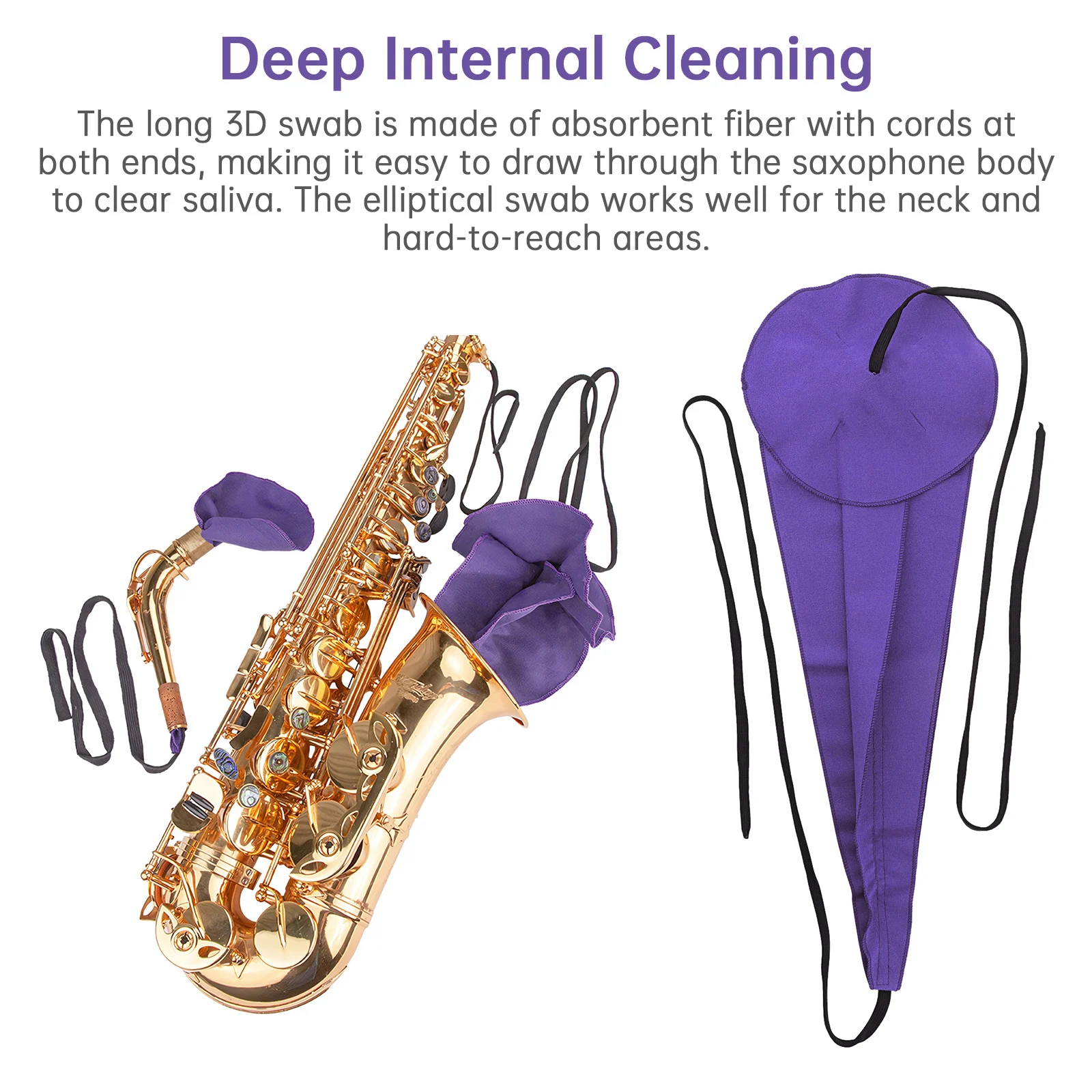 4/5 Stück Mikrofasertuch Saxophon-Reinigungswerkzeuge für Alt-/Tenorsaxophone mit Innenkammer-Reinigungstuch/Klangloch-Tuch, Bürste – Detail 5