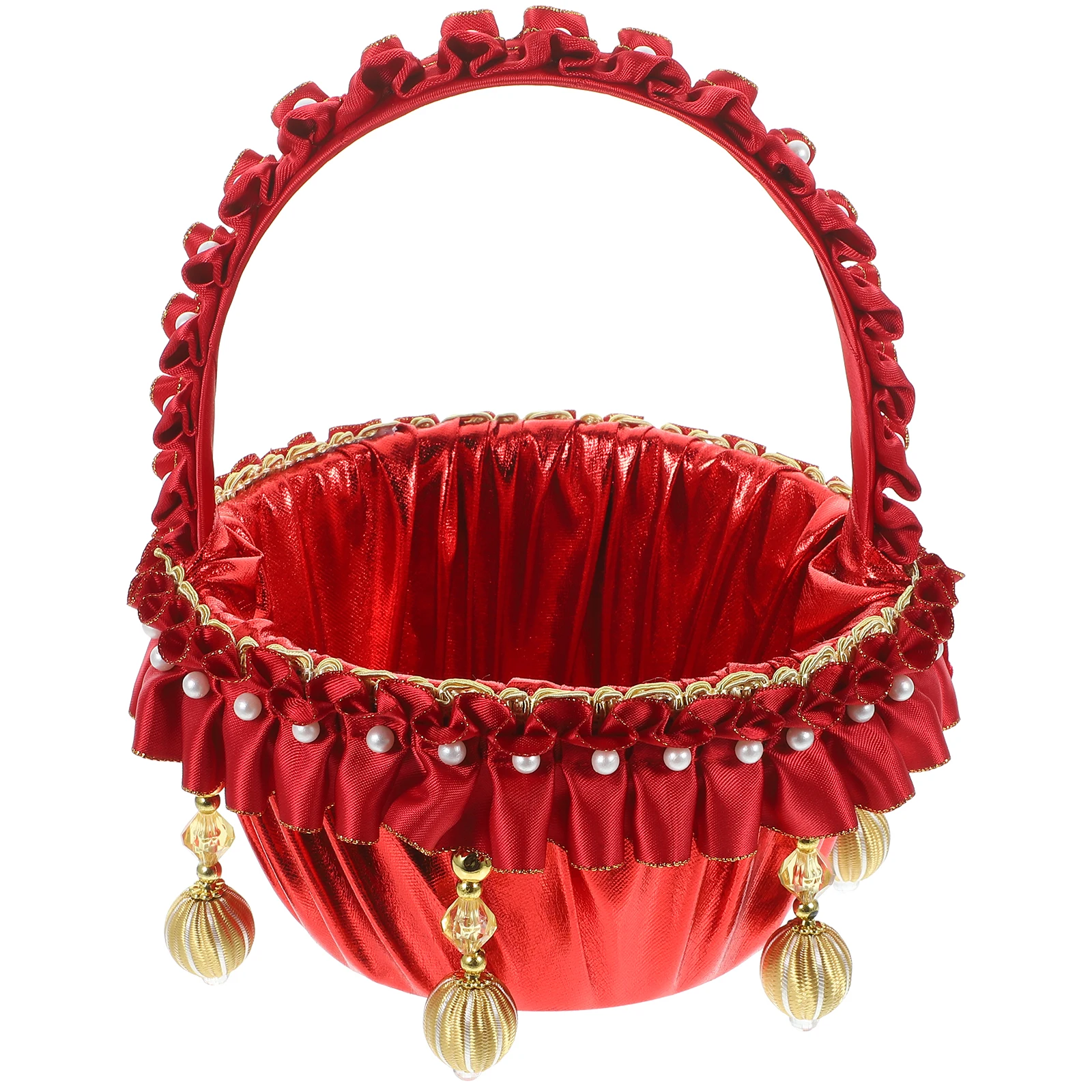 

Elegant Flower Girl Party Decoration Portable Wedding Flower Basket For Holding Roses Petals Handheld Basket With Handle