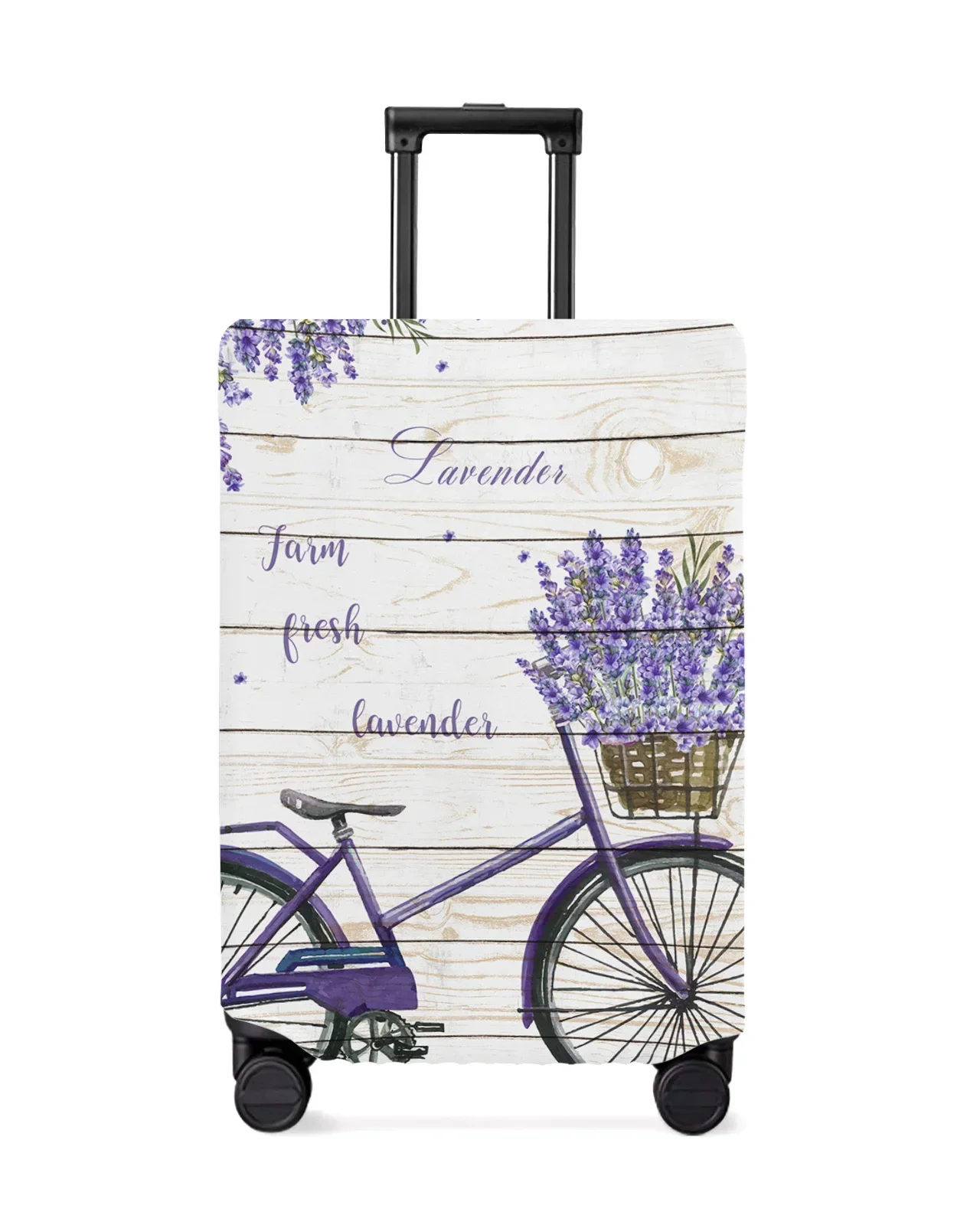 Pastoral Style Lavender Flower Bicycle Luggage Cover Travel Accessories Suitcase Elastic Dust Case Protect Sleeve