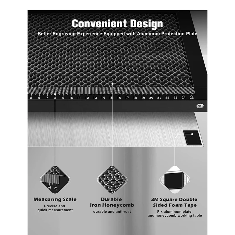 

Honeycomb Laser-Bed Honeycomb For Most Engravers,For Fast Heat Dissipation And Table-Protecting With Aluminum Plate