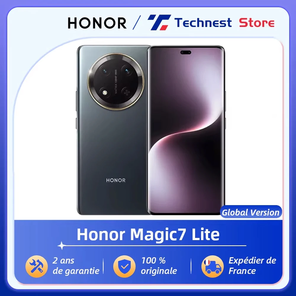 Version globale Honor Magic7 Lite Smartphone 5G Ecran AMOLED 6,78 pouces Appareil photo principal 108MP Snapdragon 6 Gen 1 Honor Magic 7 Lite 6600mAh