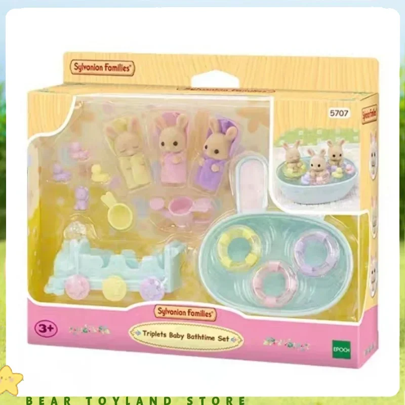 Sylvanian Families ของเล่นเด็กของเล่นของขวัญแท้สําหรับสาว Ternurine นมกระต่าย Triplets ชุดห้องน้ํา Ternuries