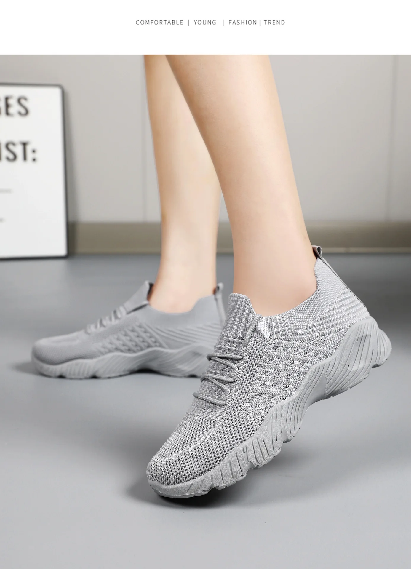 Atmungsaktive Damen-Sneaker aus Flying Weave, leichte, weiche Sohle, für ältere Menschen, Mutter, Wanderschuhe, Sommer-Mesh, rutschfeste, lässige Sportschuhe – Detail 20