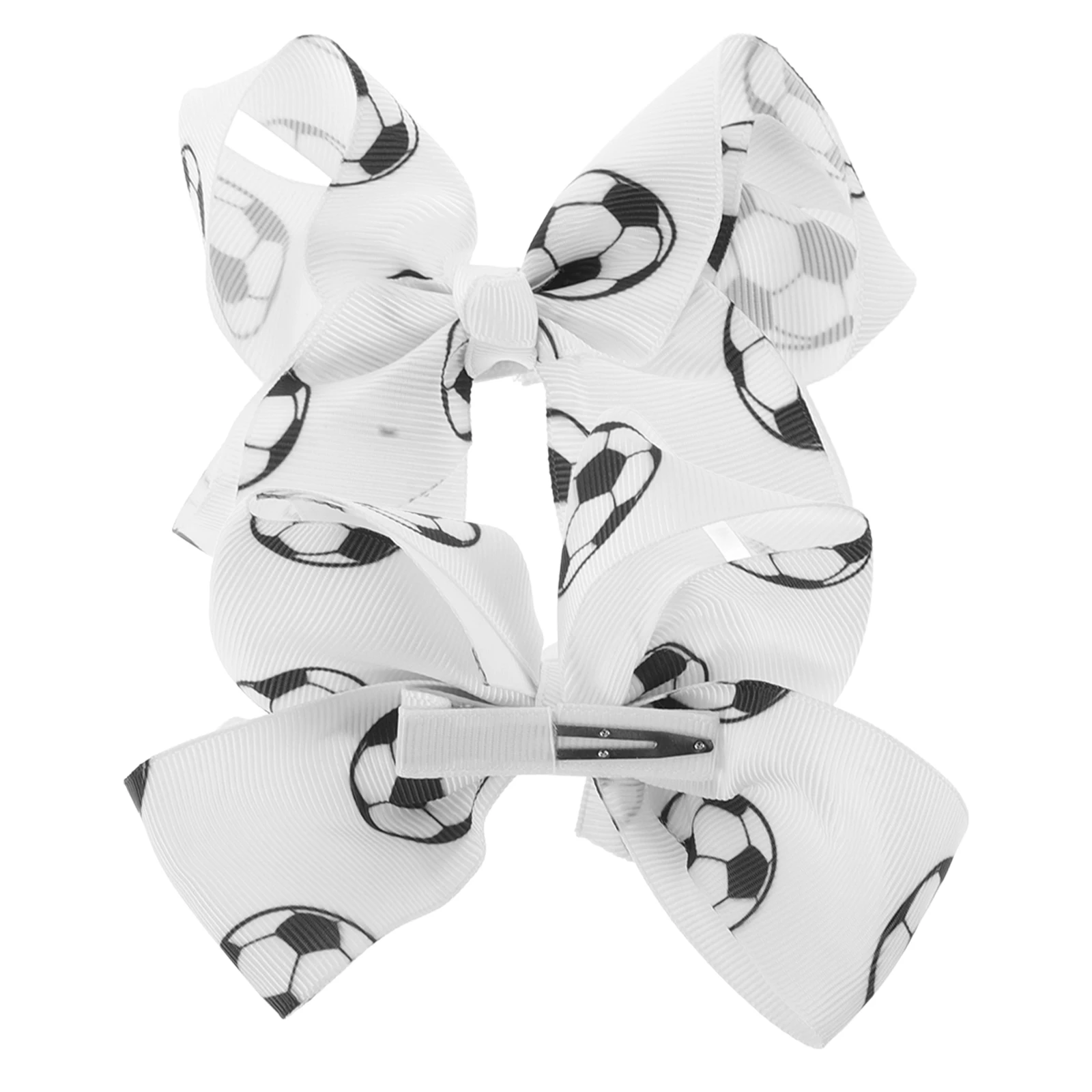 

Football Bow Hair Clips Pure Color Sports Accessories for Girls Soccer Fan Durable Butterfly Bows Kids Hairpins White Ribbon