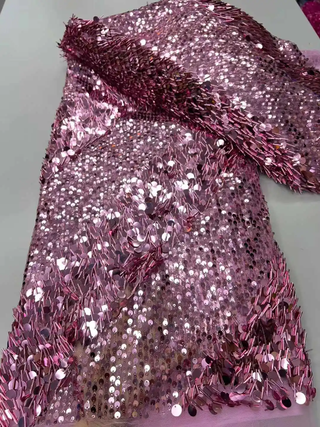 Africa Nigerian Beaded French Mesh Lace With Sequins High Quality 2025 Embroidery Lace Sequins Lace For Wedding Dresses Women