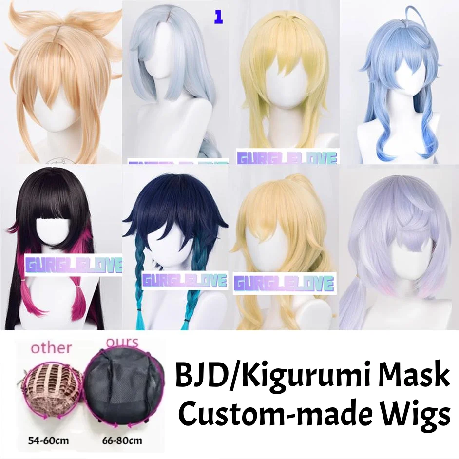 

(GL64) Lolita Crossdressing BJD Mask Customized Kigurumi Mask Japan Cartoon Anime Genshin Impact Cosplay Hair Wigs
