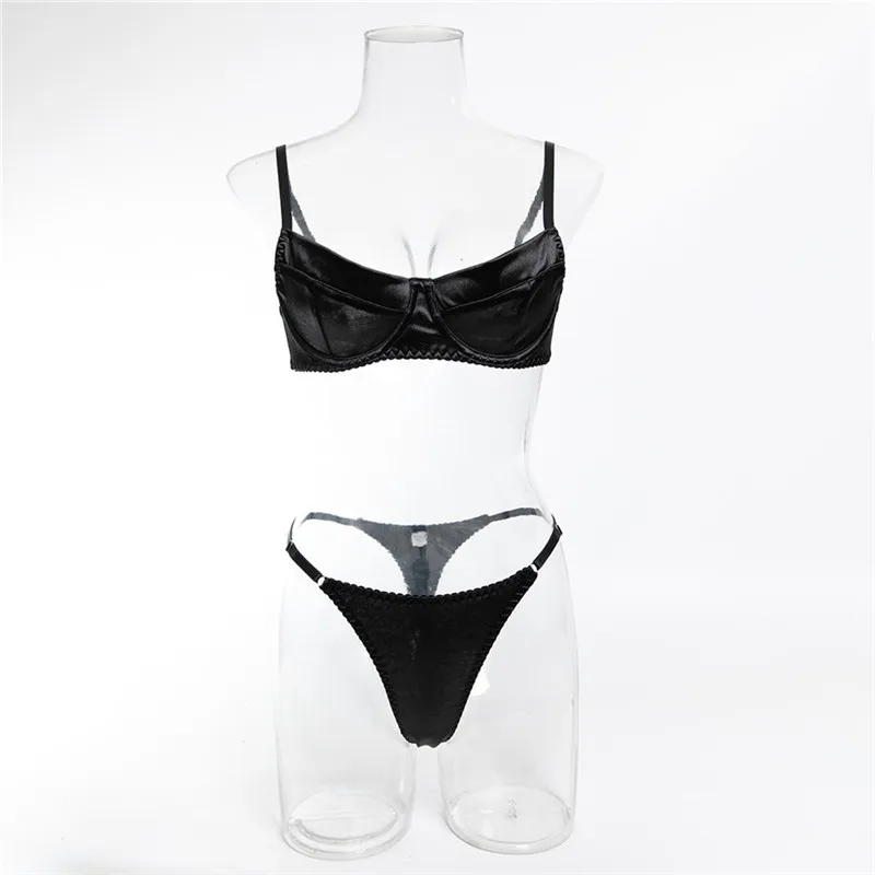 Women Sexy Bra Brief Sets Seamless Solid Black Romantic Lingerie Vintage Thin Underwear Comfortable New Arrival Exotic Sets view 3