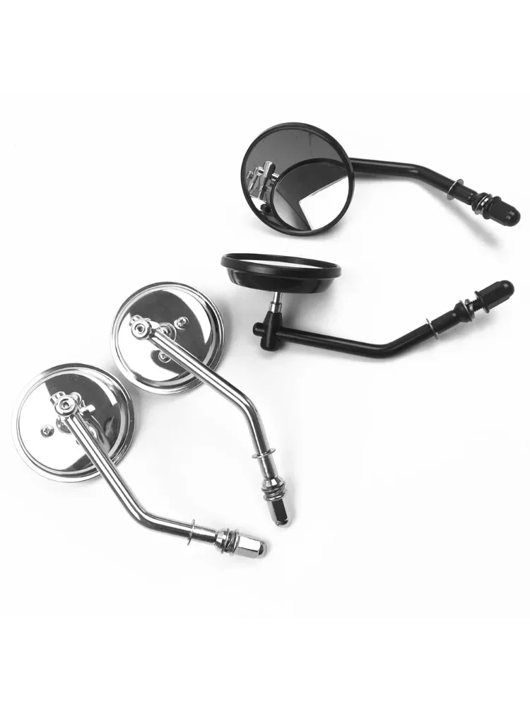 Rétroviseurs de moto à tige courte, rond de 3 pouces, noir/Chrome, 8mm, pour Harley Dyna Bobber Chopper Old School 1982 – 2018