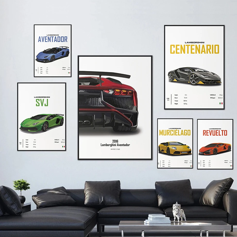 Supercar Lamborghini SVJ AVENTADOR Wall Art Canvas Painting Nordic Posters And Prints Wall Pictures For Living Room Home Decor