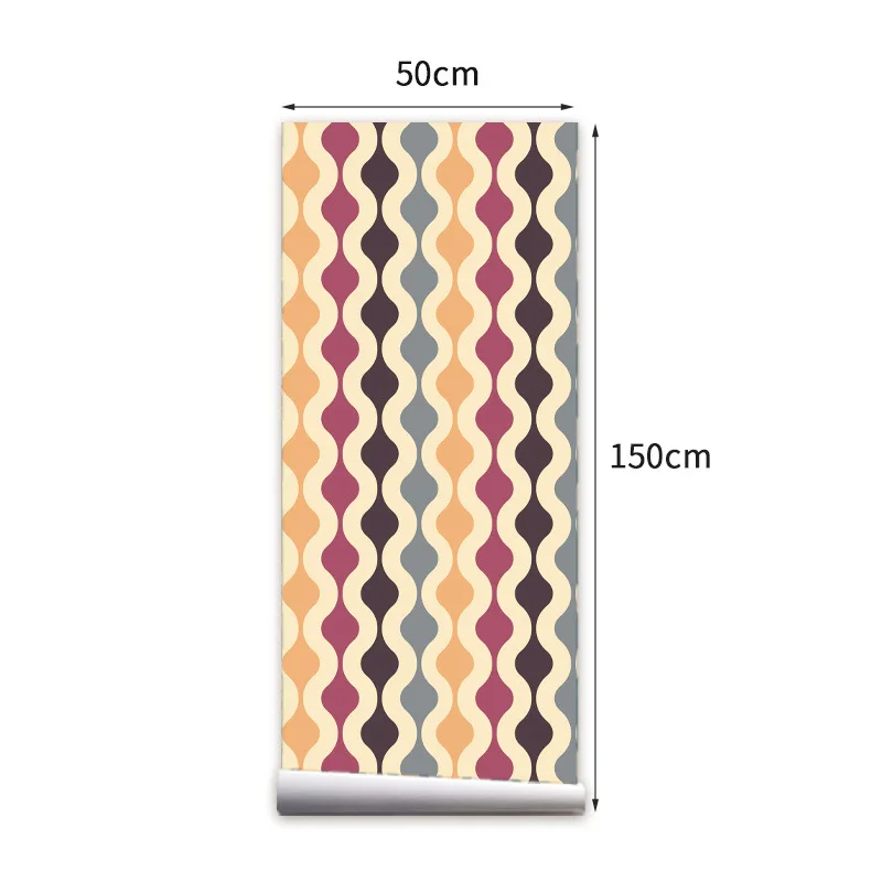 ورق حائط هندسي PVC قابل للإزالة مقاوم للماء من الفينيل لتزيين الغرفة ورق حائط مخطط لتزيين الأثاث المنزلي