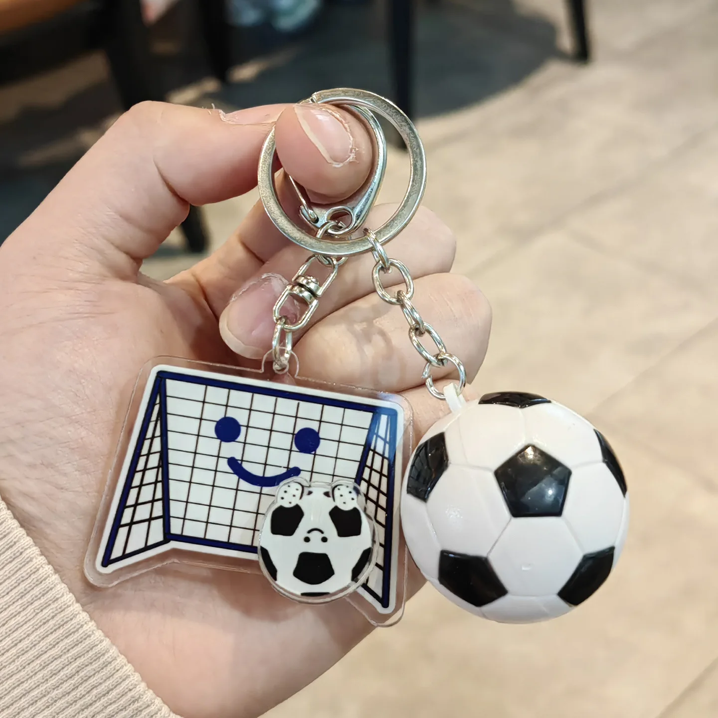 3D Soccer Ball Keychain with Lanyard & Football Goal Pendant Sports Bag Charm Key Ring Sports Bag Charm Gift for Football Fans