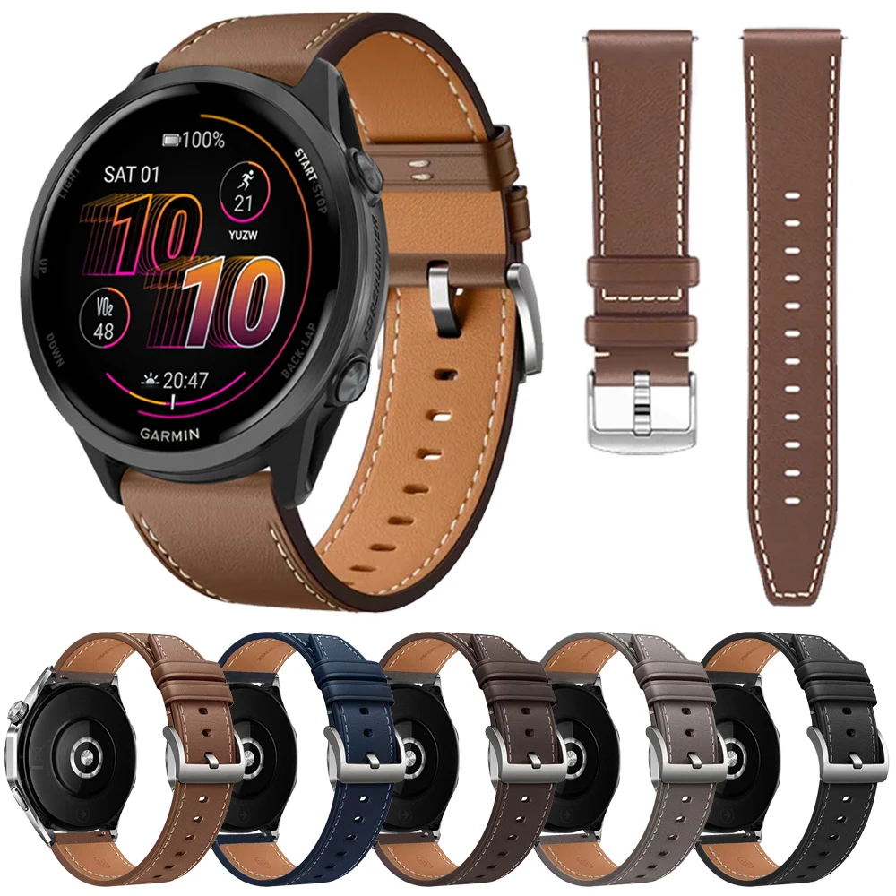 20 22 mm weiches Lederarmband für Garmin Venu 3 Sq 2 Band Forerunner 570 265 255 165 Musik für Garmin Vivoactive 6 5 Armband