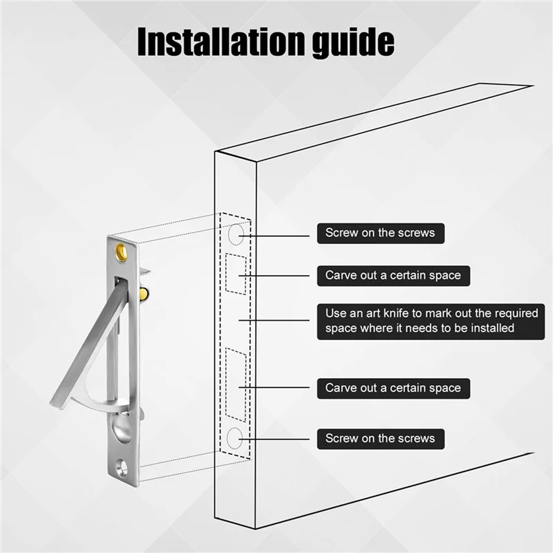 

MCGS-6Pcs Карманная дверная ручка, карманная дверная ручка из нержавеющей стали 304 с винтами, дверная фурнитура для ванной комнаты, шкафа, прихожей