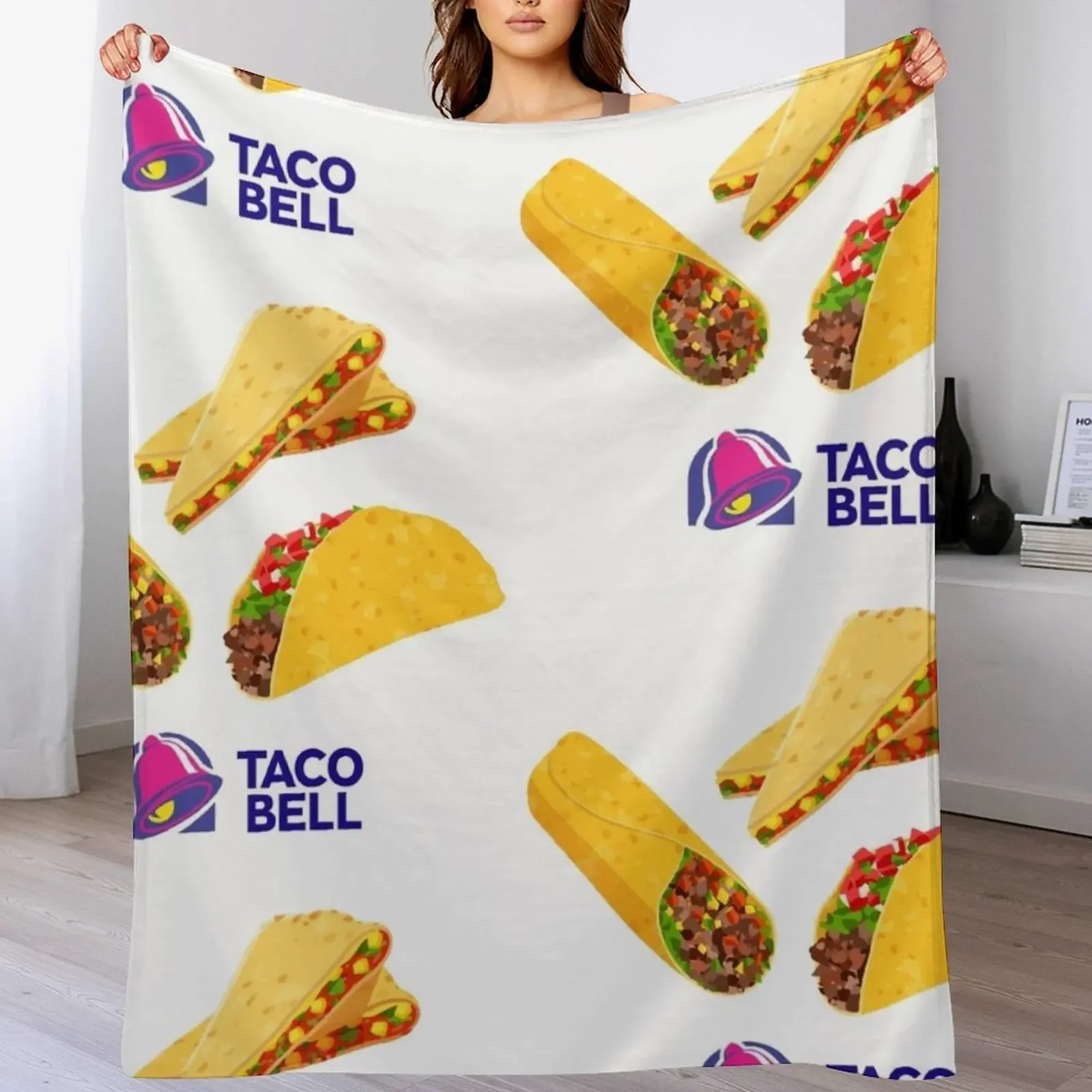 

Taco Bell Taco Burrito Quesadilla Essential Throw Blanket Cozy Light Blanket for Travel Camping Picnic