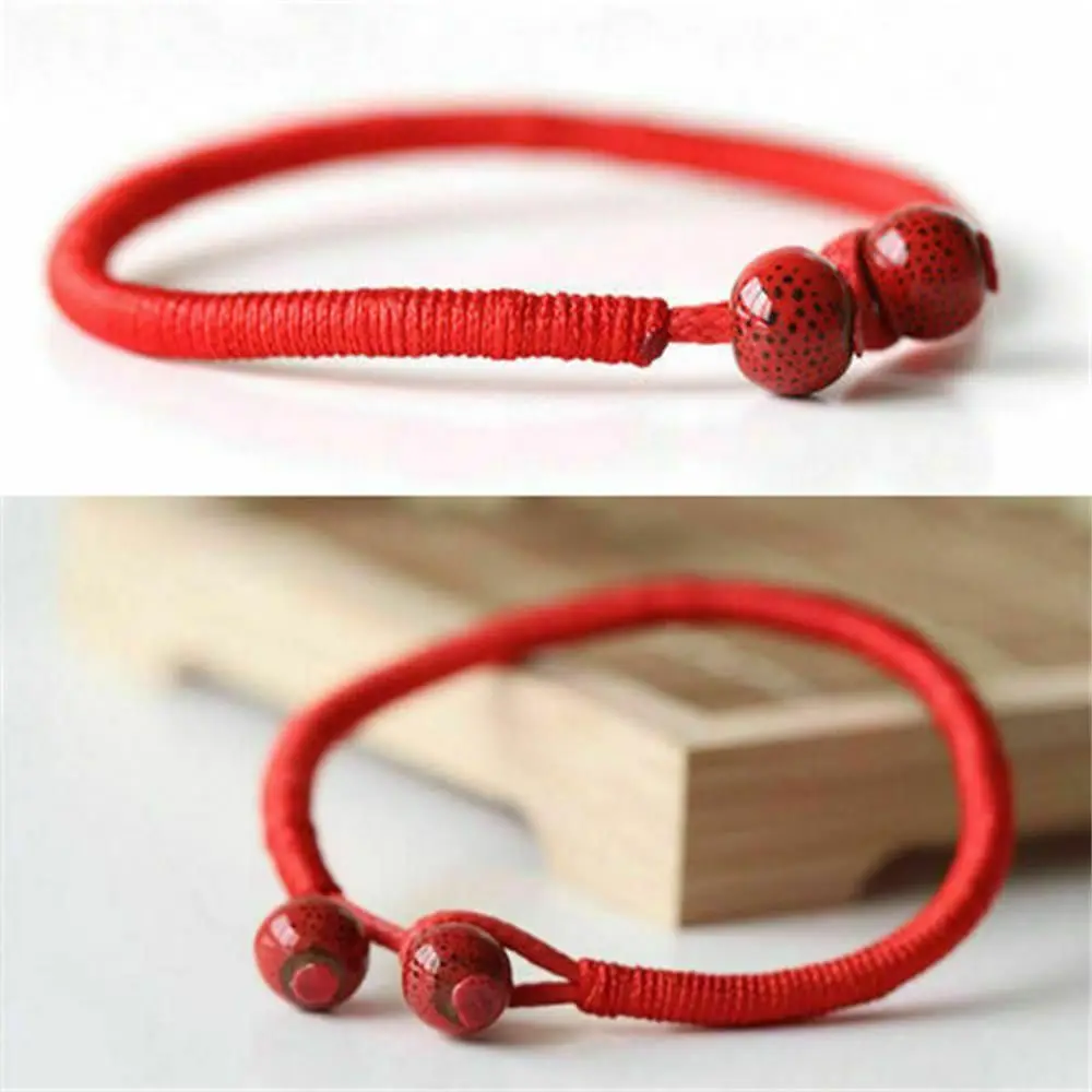

For Lovers Lucky Jewelry Handmade Amulet Weave Tibetan Adjustable Red String Bracelet Red Rope Weave Bangle With Ceramic Beads