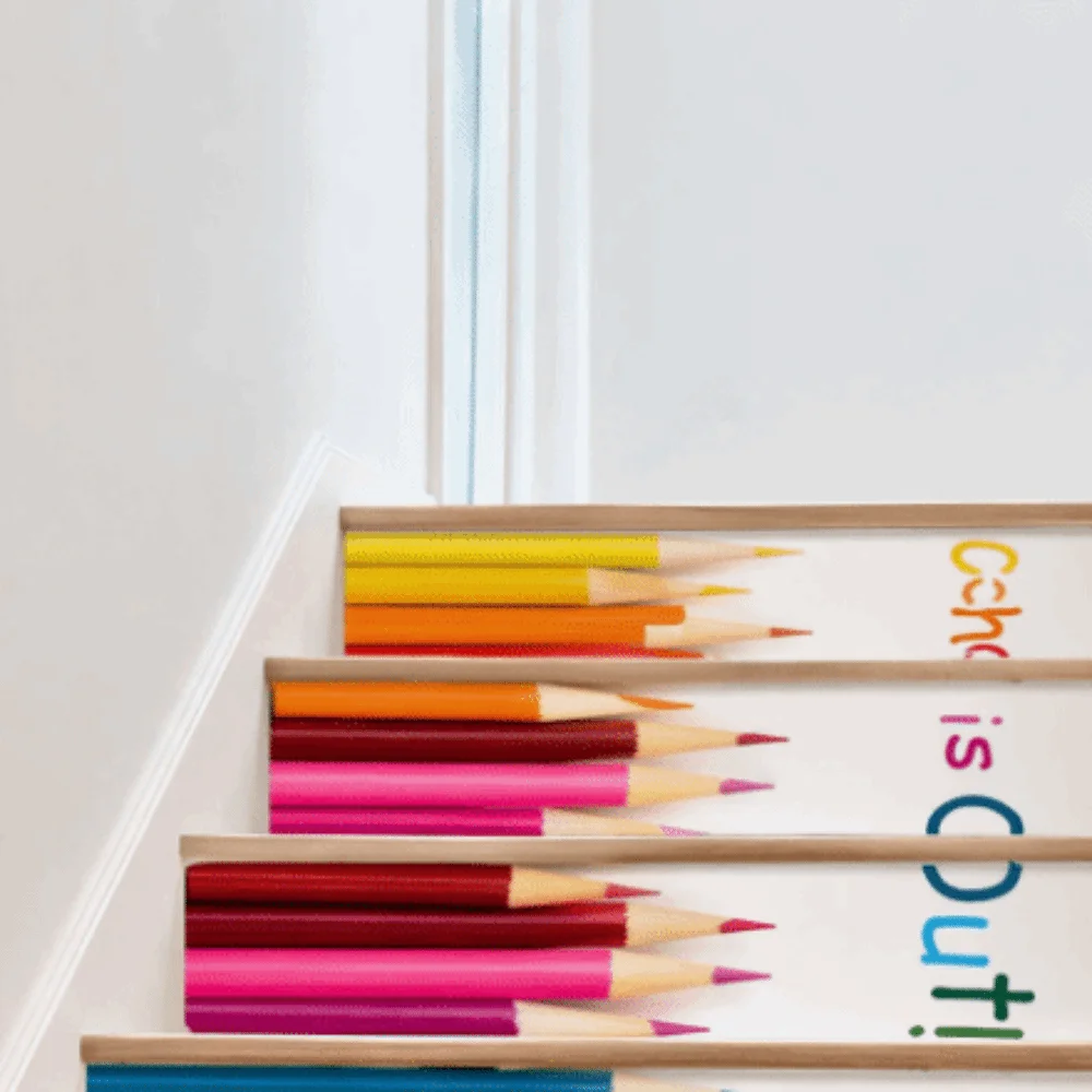 6pcs Easy PVC Stair Stickers Waterproof 18x100cm Floor Decals Removable Color Brush Pattern Wall Decals Home Decoration