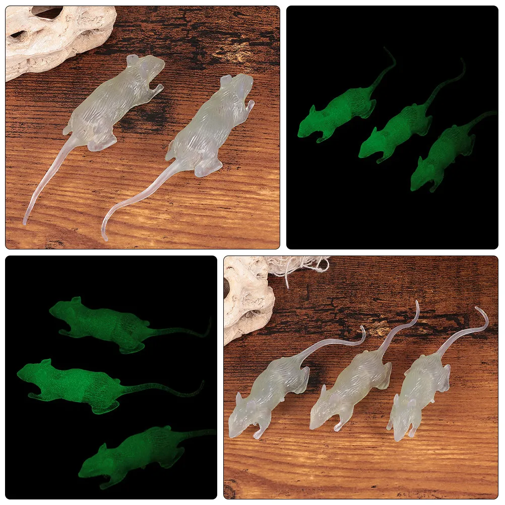 20 Stück Maus, die im Dunkeln leuchtet, Kunststoffspielzeug, Halloween-Streich, kleine Dekoration, Mini