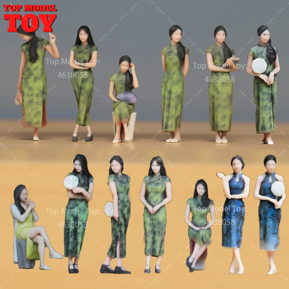 

1/64 1/87 1/43 1/24 1/18 Scale Modern Lady Wearing Cheongsam Beauty 3D Print Female Scene Props Figures Model For Cars Vehicles