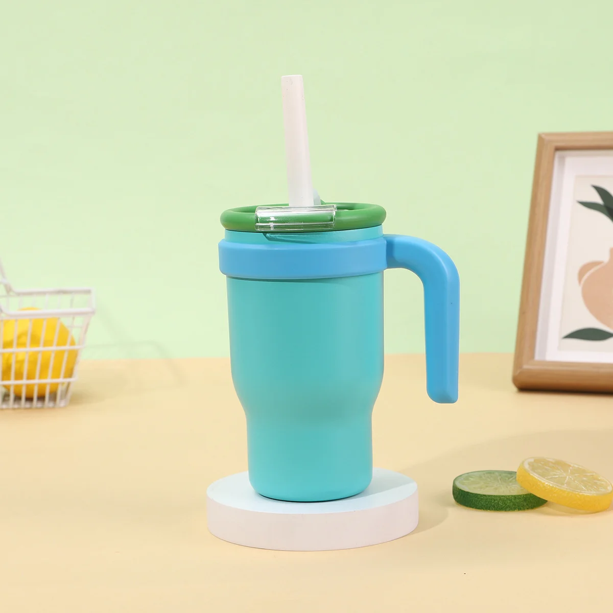 14oz Handle Ice King Cup Insulated Cup Children Outdoor Portable child Baby school Boy Car Suction Straw Water Cup Coffee Mug view 3