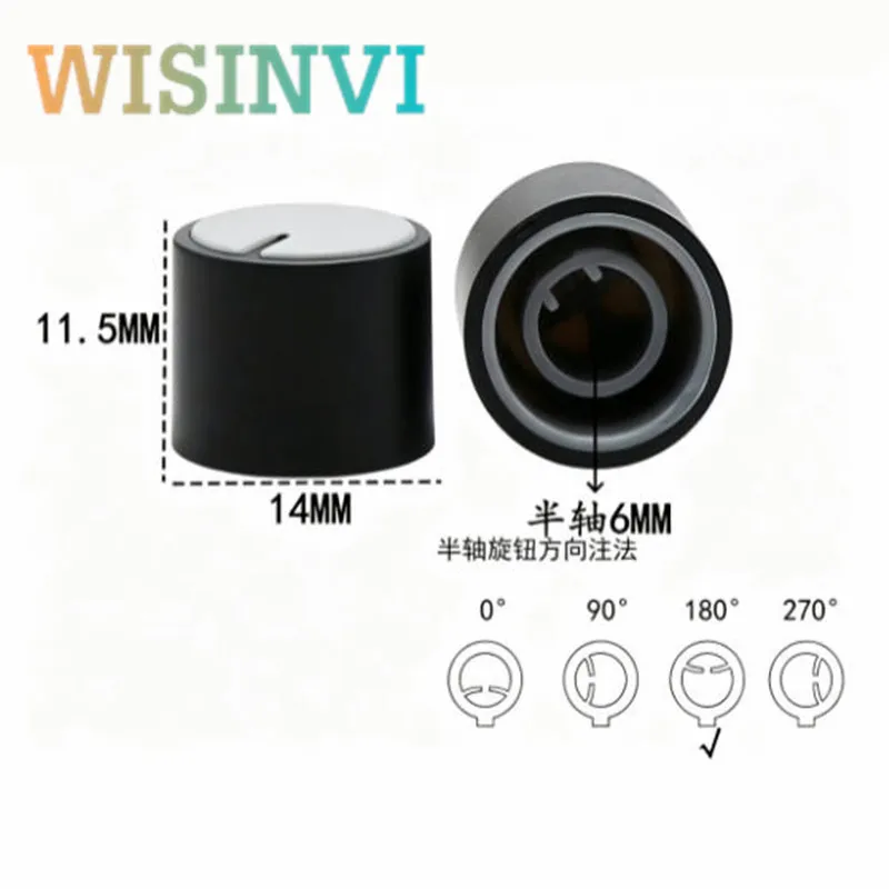 10pcs 14x11.5mm Plastic Rotary Knob Cap 6mm D Shaft Volume Control Knob For Mixer Potentiometer Audio Tuning Replacement Knob