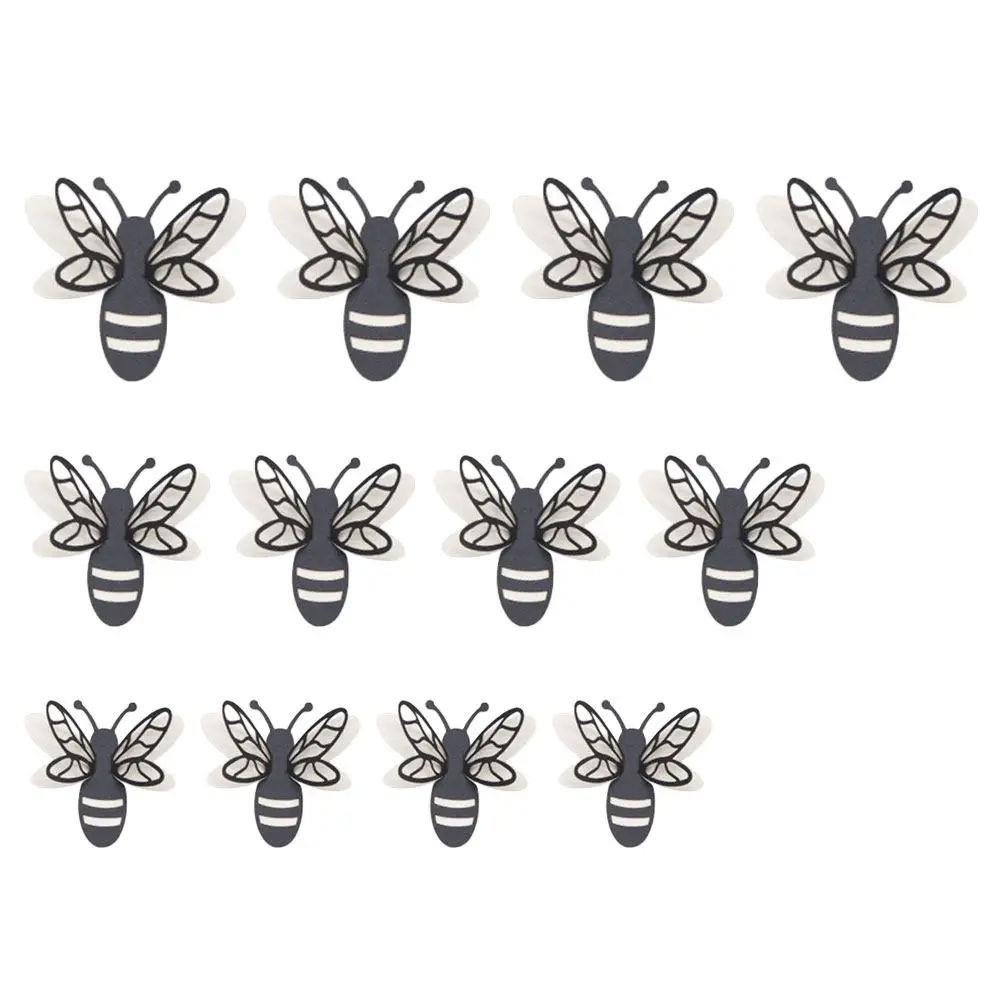 3D Bee Wall Decals Set of 3 Double-Layer Removable DIY Stickers Bees Theme Home Decor Wall Art