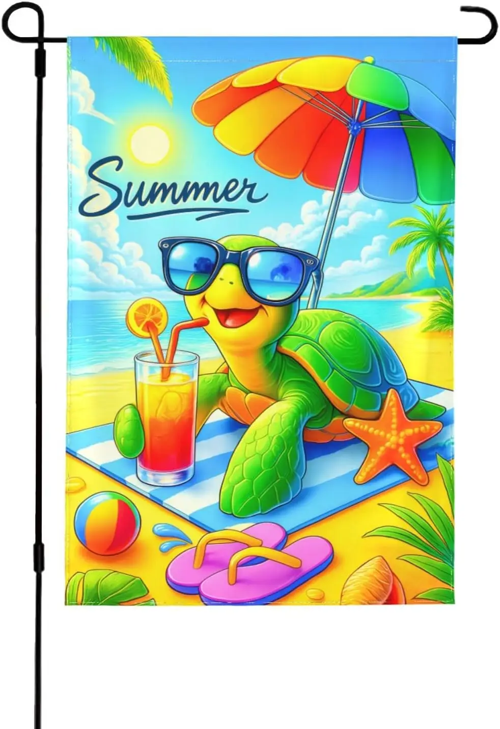Welcome Summer Garden Flag 12x18 Double Sided Hawaii Tropical Beach Sea Turtle Flags for Yard Outdoor Decor, Small Seasonal  zzo
