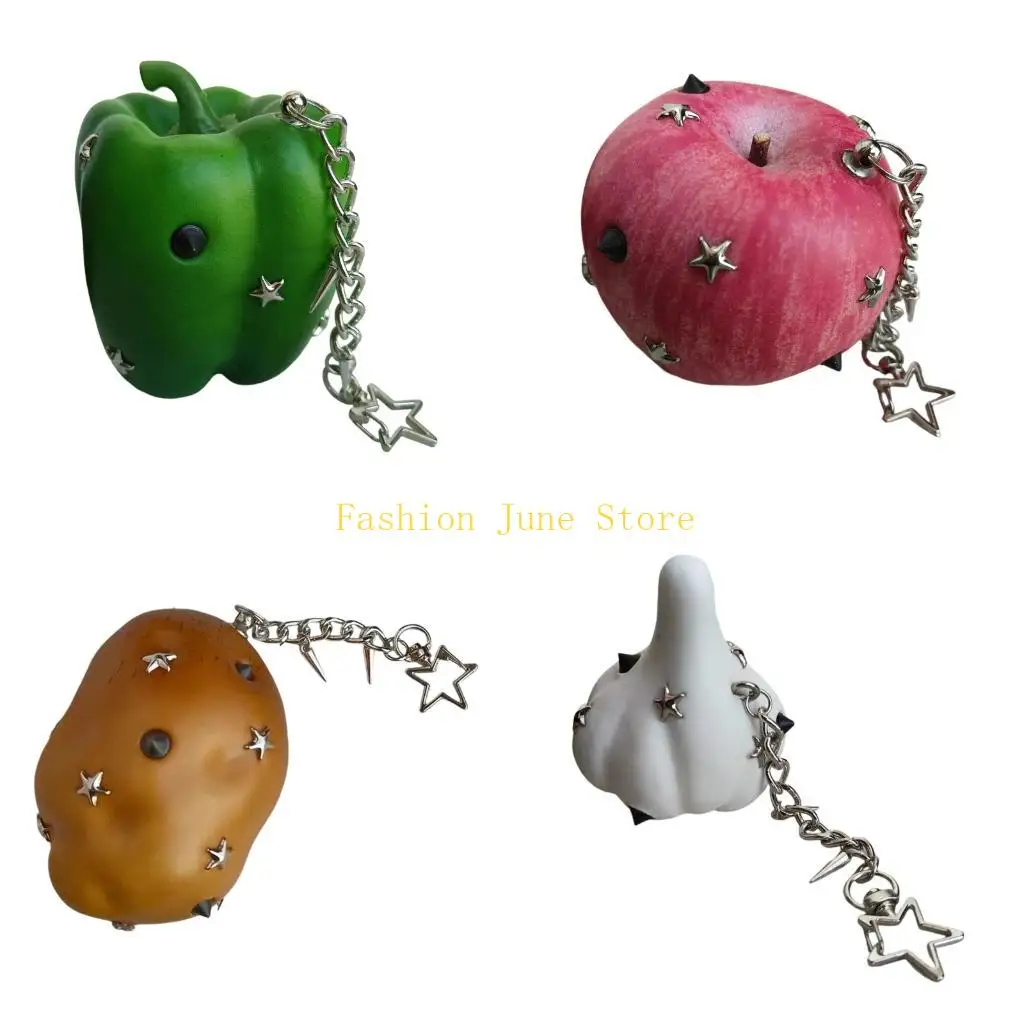 N5KA Edgy Alternative Fashion Fruit Vegetable Charm With Metal Accent For Keys Or Bags