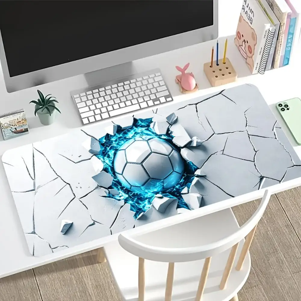Cool Crack Soccer Desk Mat Sport Gamer Gaming Surface Non Slip Rubber Extended Keyboard Mat Laptop Office Workstation Mat