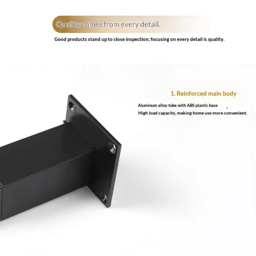 4Pcs Aluminum Cabinet Legs, Square Adjustable Furniture Feet for Bathroom Vanity - Heavy Duty Support Legs with Leveling Pads