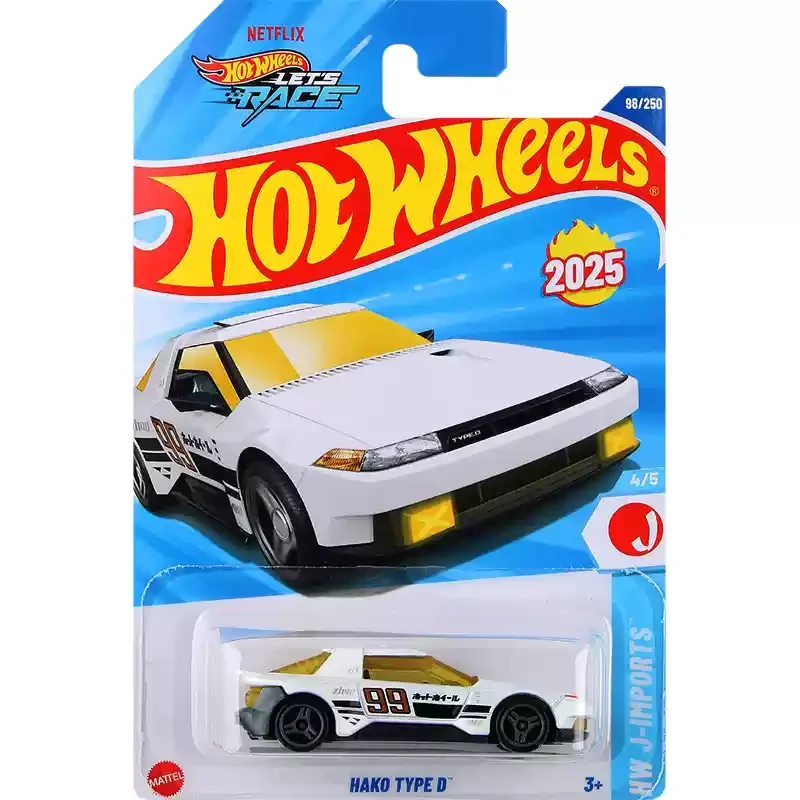 2025D Original Hot Wheels Car HAKO Type D Let’s Race 1/64 Diecast Toys for Boys Voiture Alloy Model Brinquedos Collection Gift
