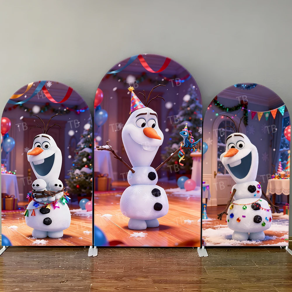 

Christmas Disney Frozen Theme Arch Backdrop Cover Olaf for Festival Party Decor Baby Shower Photography Background Wall Supplies