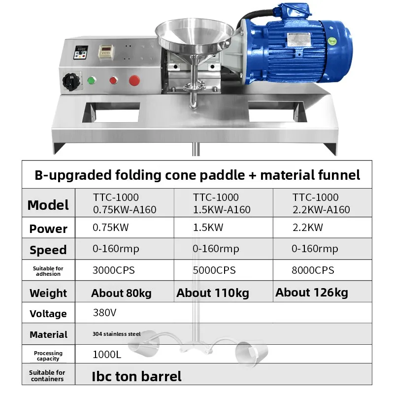 LMM1000L Stainless Steel Electric Mixer Mixer Equipment Chemical Conical Propeller