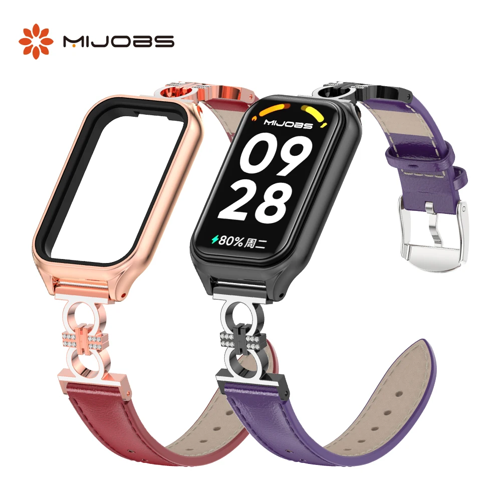 Strap for Mi Band 8 Active Watchband for Xiaomi Smart Band 8 Active Bracelet Leather Wrist Strap for Redmi Band 2 Wristbands