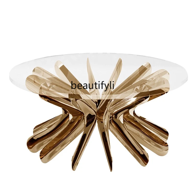 Italian light luxury tempered glass coffee table senior creative designer, modern living room home