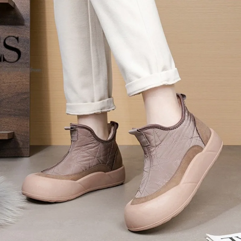 

Модная хлопковая обувь на толстой подошве, новые зимние толстые зимние ботинки, повседневные универсальные нескользящие водонепроницаемые хлопковые ботинки