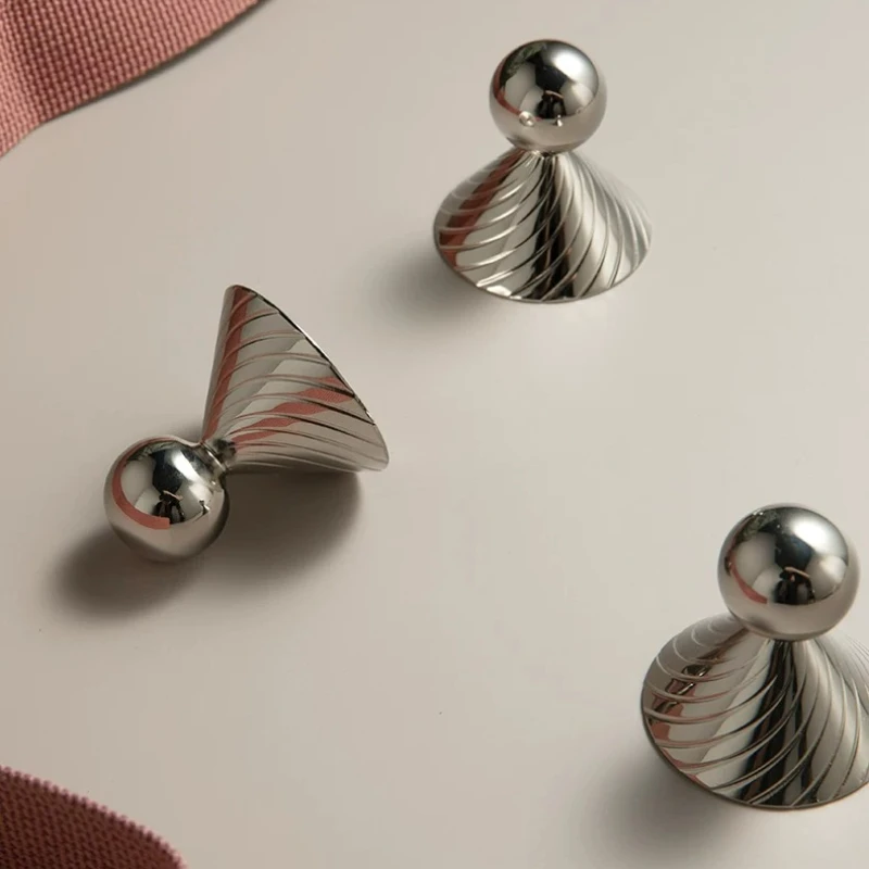 Solid Brass Bedroom Drawer Knobs High-end Silver Cabinet Knobs Kitchen Cupboard Handle Unique Design Umbrella Shaped Small Knob