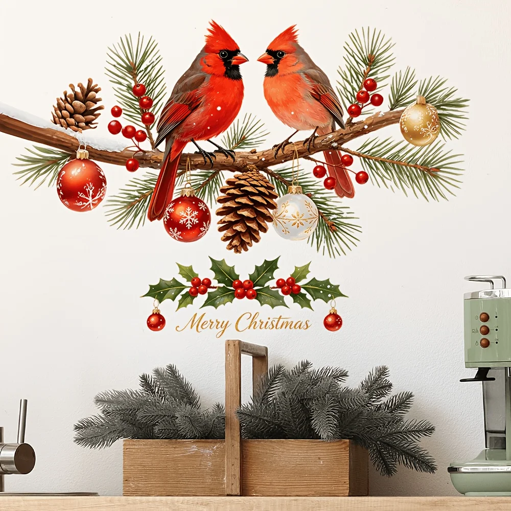 1pc Christmas ice-skating animal themed wall & window sticker,suitable for festival decoration on windows and walls