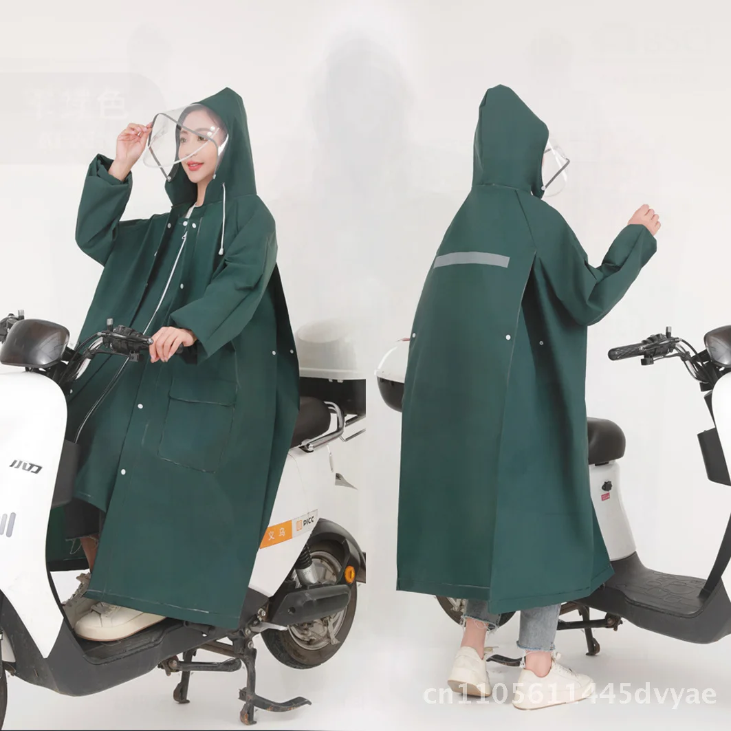 Chubasquero largo Unisex de una pieza, Poncho de tela EVA impermeable de cuerpo completo para adultos, equipo de lluvia para senderismo al aire libre de un solo uso, color azul marino, verde y negro