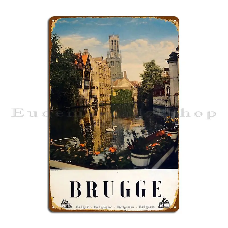 

Металлический плакат Brugge в стиле ретро, плакат на стену гаража, декор на стену гаража, роспись, жестяной плакат