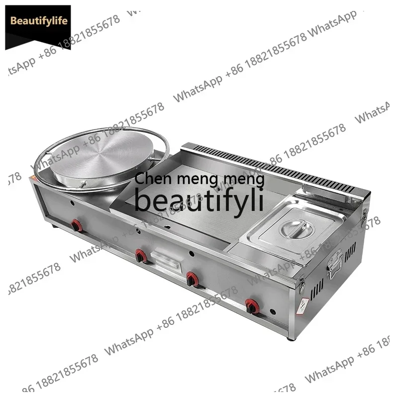 

a601 Pancake Fruit Pancake Machine Gas Grilling Furnace Fryer Integrated Machine Fryer Commercial Stall Teppanyaki Equipment