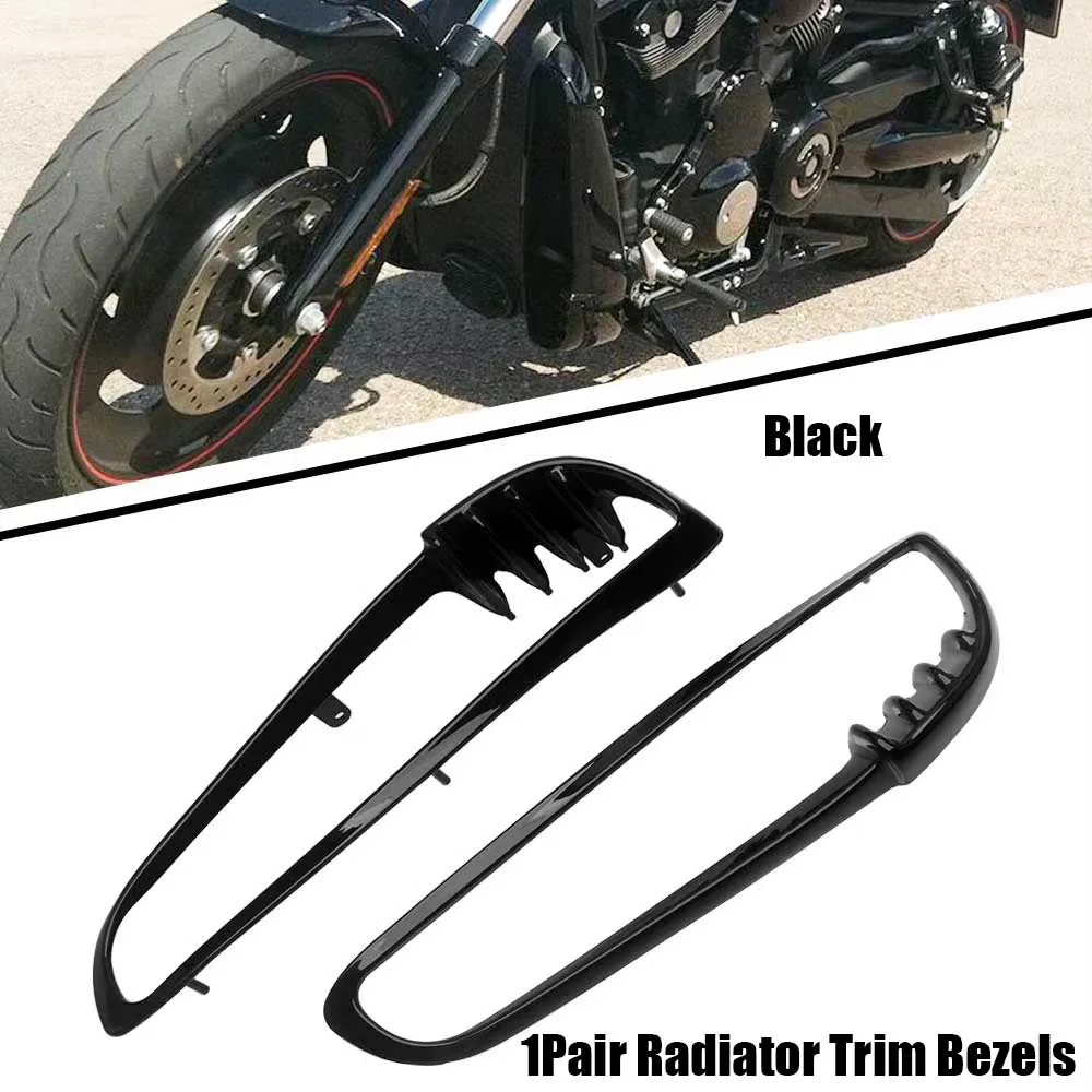 Black 2PCS Motorcycle Radiator Trim Bezels Part For Harley-Davidson VRSCA V-Rod 2002-2006 #66115-01/66116-01