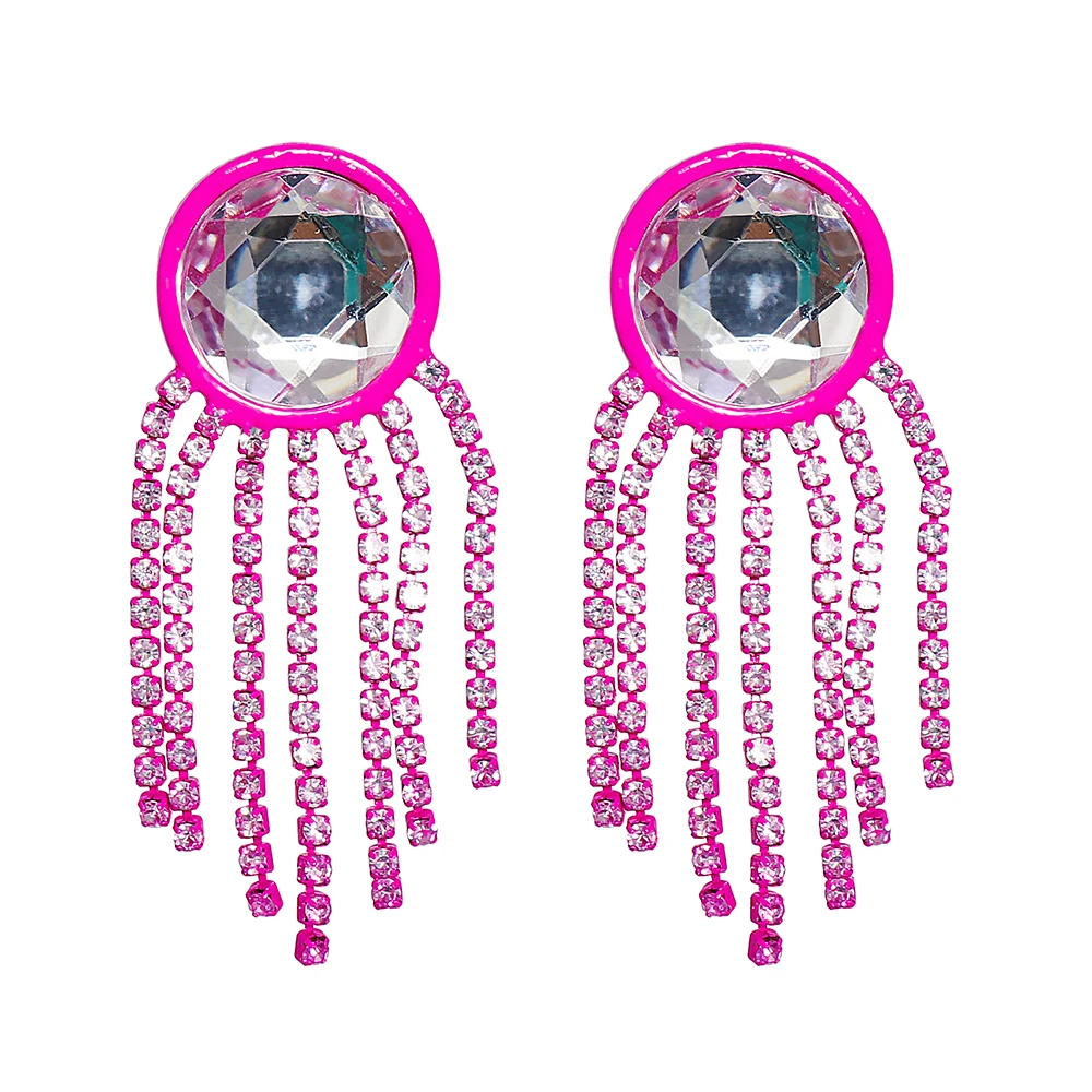 38 Designs New Korea Fashion Pink Rhinestones Drop Earrings For Women Girls Wedding Jewelry Dangle Statement Bijoux