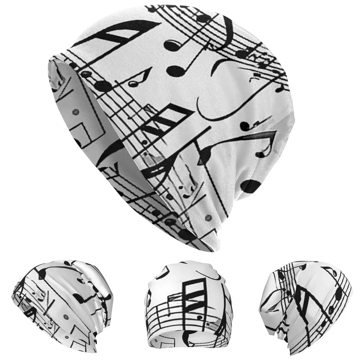 

Abstract Piano Keys With Musical Notes Skullies Beanies Hats Warm Autumn Winter Outdoor Cap Knitted Bonnet Caps for Men Women