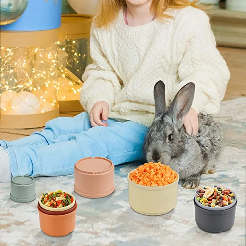 Stacking Cups Toy For Rabbits Multi-Colored Reusable Small Animals Puzzle Toys For Hiding Food Playing Bunny Accessories Pet