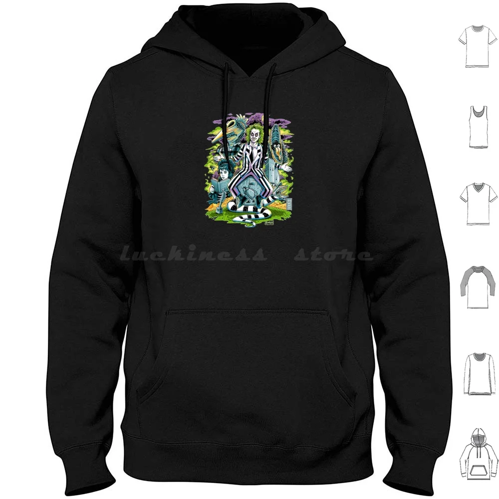 Hoodie Cotton Long Sleeve Tim Burton Halloween Horror Movie Broadway Goth Lydia Deetz Musical