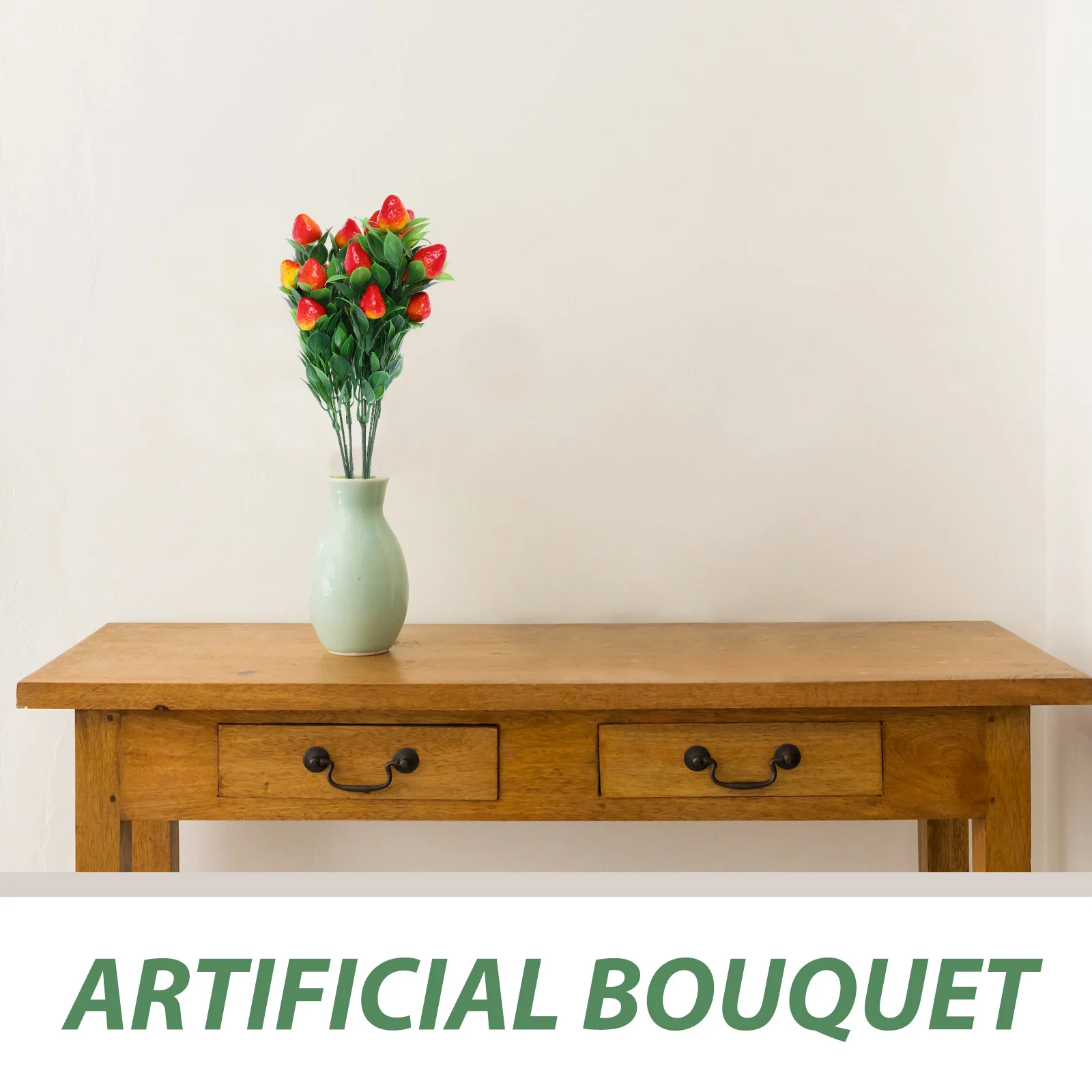 

2Pcs Artificial Strawberry Bouquets Realistic Fake Fruit Branches Decorative Accessories for DIY Home Garden Wedding