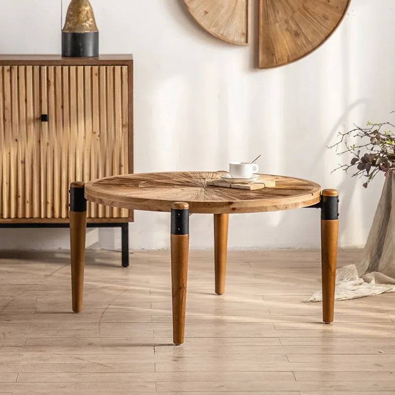 Sansan wind log color coffee table American characteristic creative balcony corner