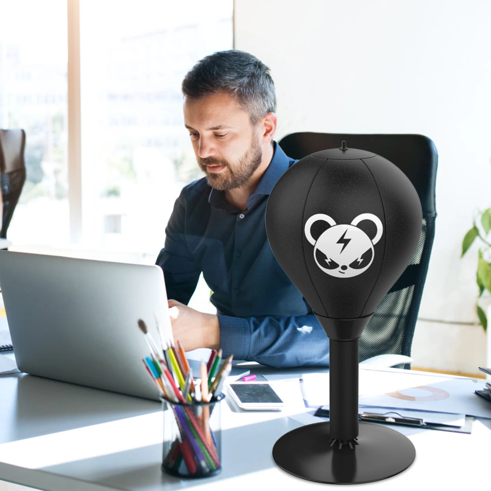 Desk Punch Bag Professional Office Stress Relief Boxing Ball Suction Base Reaction Target for Adults Kids Gift Durable