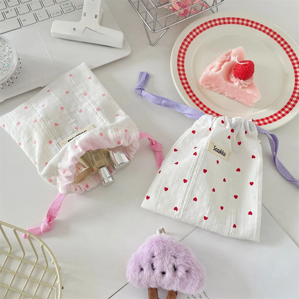 Cute Small Coin Purse Drawstring Bag for Women Girls Jewelry Lipstick Cosmetic Storage