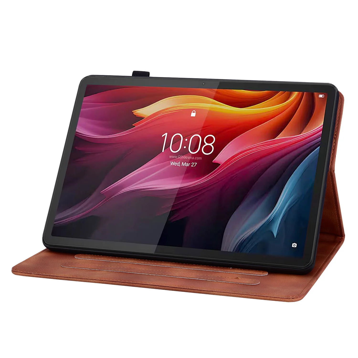 For Lenovo Idea Tab (TB336ZU  /  TB336FU)  /  Xiaoxin Pad 11 2025 Case Lily Flower Imprint Card Slots Leather Tablet Cover - Bro